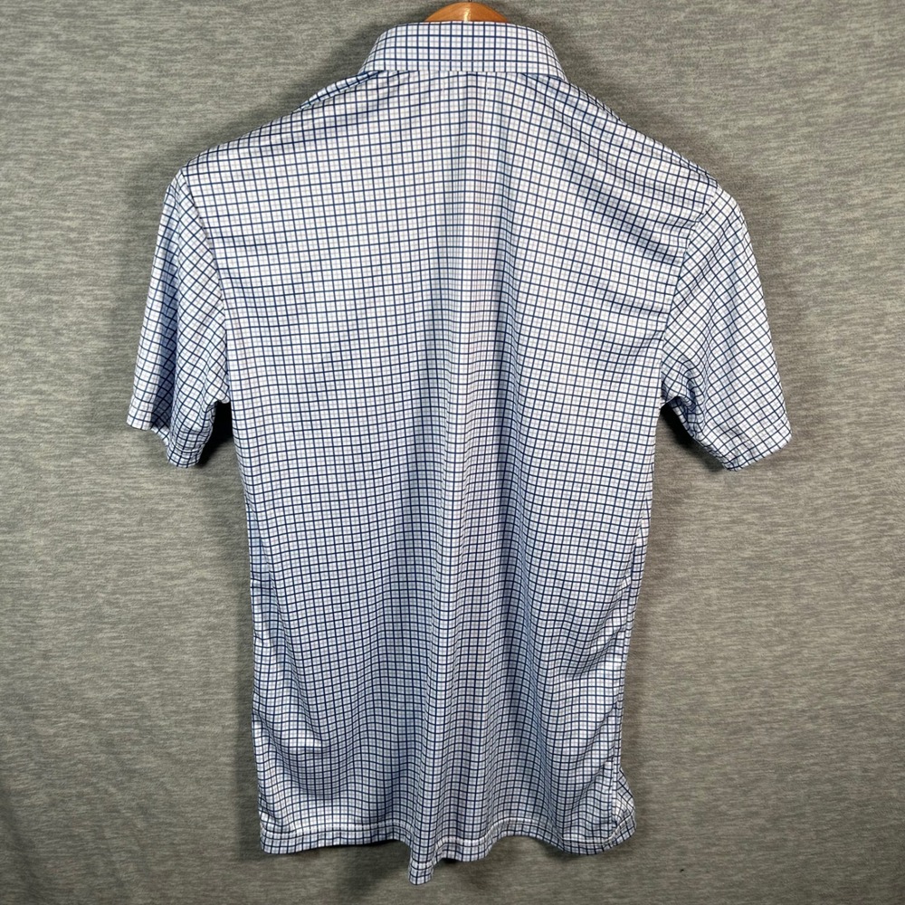 Collars & Co Dress Collar Polo Shirt Mens Medium Blue White Check  Business NWOT - Picture 3 of 7